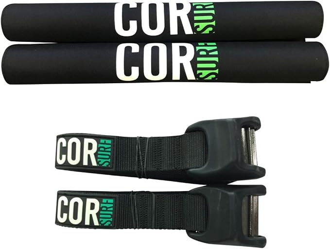 Cor Surf Round Roof Rack Pads with Scratch Resistant Silicone Tie Down Straps for Paddle Board, Kayak Surfboard, SUP, Canoe (Combo Pack of Rack Pad 19 Inches, Strap 10 Feet)