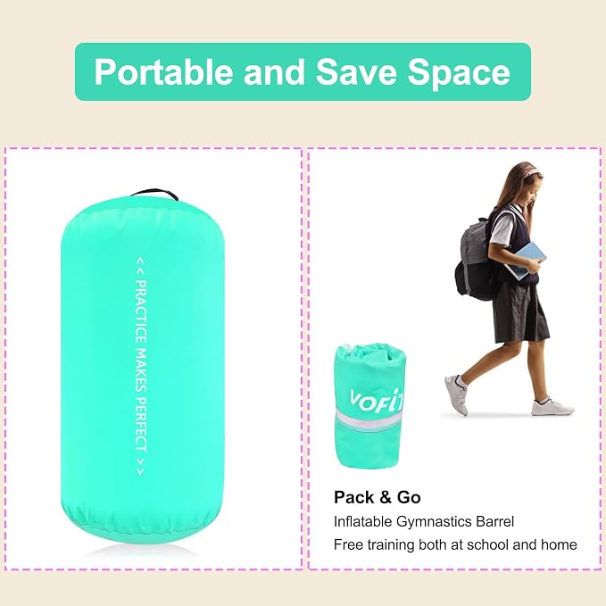VOFiTNY Gymnastics Tumbling Equipment Air Barrel Inflatable Octagon Tumbler Roller Back-bend Trainer Cheerleading Without Pump
