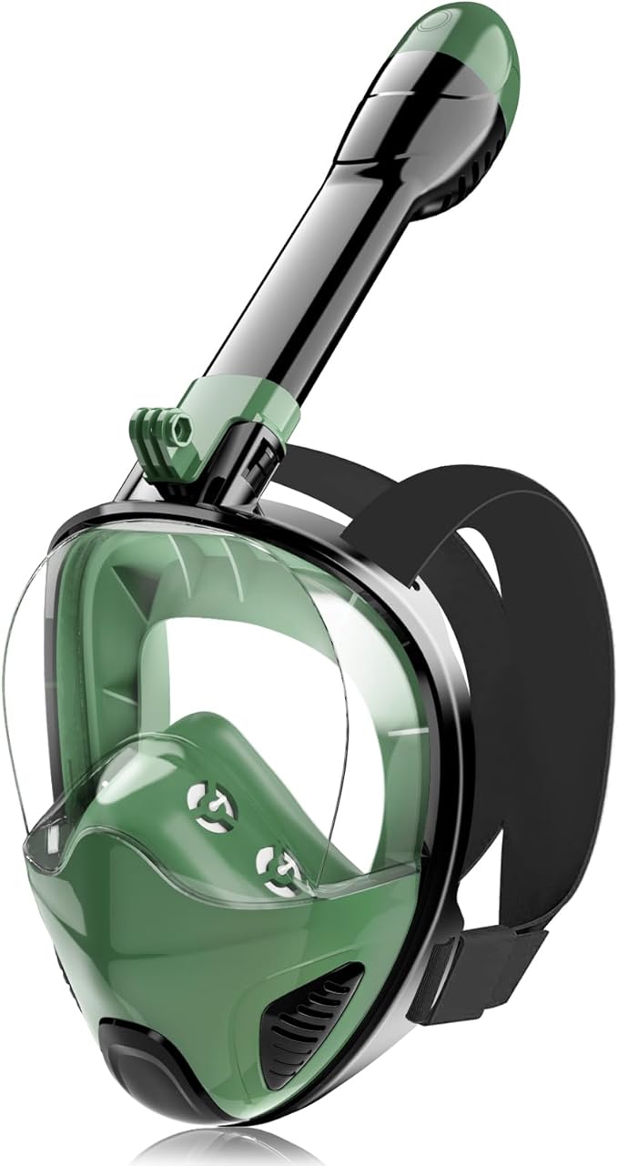 Full Face Snorkel Mask for Adults Teen, Snorkeling Gear with Detachable Camera Mount, Panoramic 180° View, Anti-Fog Anti-Leak Snorkling Set for Man and Women