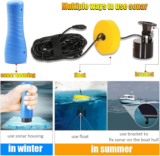 LUCKY Small Portable Fish Finder Kayak Sonar Handheld Fish Finders Ice Fishing Castable Depth Finder Boat Fisherman Gifts
