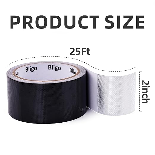 Heavy Duty Waterproof Repair Tape 2 Inch x 25 FT for RV Awning, Tent, Tarp, Sail and Boat Cover, Outdoor Fabric Repair Patch, UVproof, Multipurpose Black