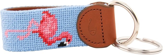 Leather Hand-Stitched Needlepoint Key Fob or Key Chain