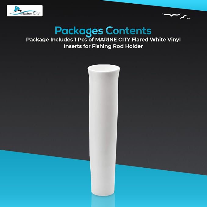 MARINE CITY Vinyl Inserts for Fishing Rod Holder White Plastic Strong and Durable Heavy Duty Easy Rod Secures Placement for Boat Marine