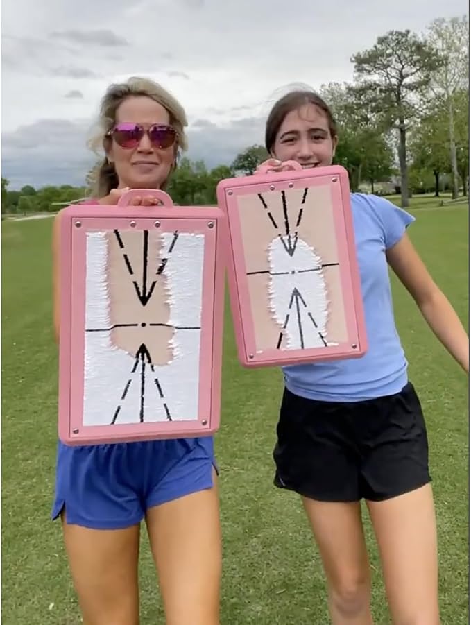 Birdie Golf: Birdie Mat Pro - Swing Training Aid, Blush Pink, Sequin Tech Surface, Analyze Swing Path-Ball Impact, in-Outdoor, 19.25" Sports Accessory