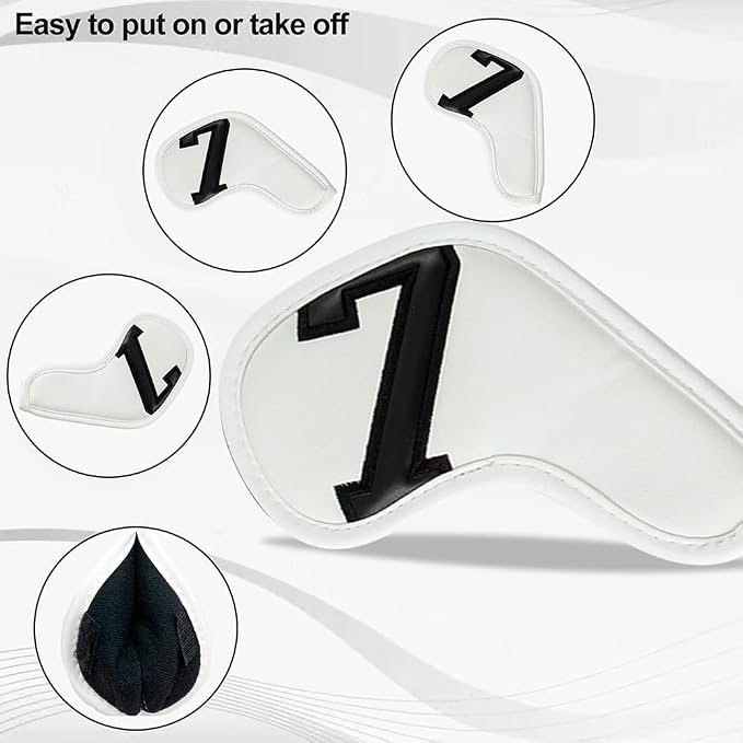 Golf 10pcs/12pcs Thick Synthetic Leather Golf Iron Head Covers Set Headcover Fit All Brands