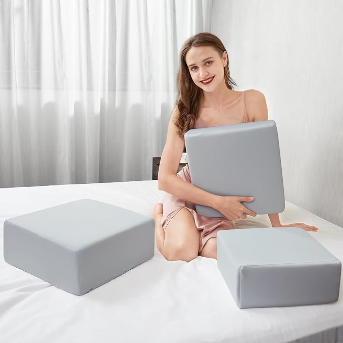 TOPPURE Cube Memory Foam Pillow for Side Sleepers(14"x14"x6" Large and Thick), Cervical Pillow for Neck and Shoulder Pain Relief, Travel Pillow, Gray