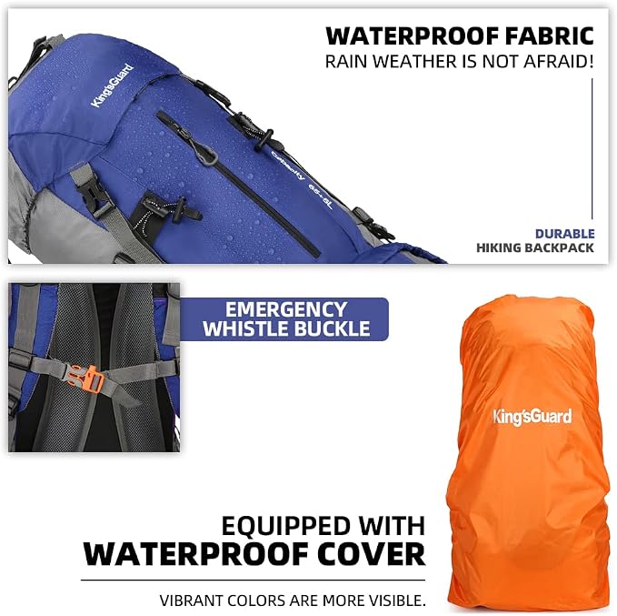 70L Camping Hiking Backpack with Rain Cover Waterproof Backpacking Backpack for Hiking Treeking Climbing Outdoor