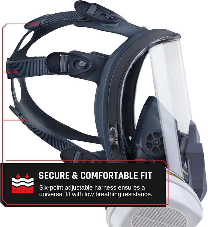 Parcil Distribution Full Face Respirator Mask with Filters – Durable Full Face Respirator Mask, Bayonet Filter Compatible