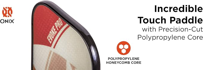 Onix Evoke Pro Composite Face Incredible Touch Maximum Control and Spin Pickleball Paddle – Polypropylene Honeycomb Core with Protective Edge Guard Widebody Shape