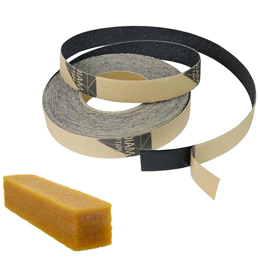 Black Diamond Self Adhesive Grip Tape - Anti Slip Traction Tape - Non Skid Tape - Anti Slip Tape Grippy Strips for Stairs, Ramps, Boat Grip 1" x 60' Black with Cleaning Stick
