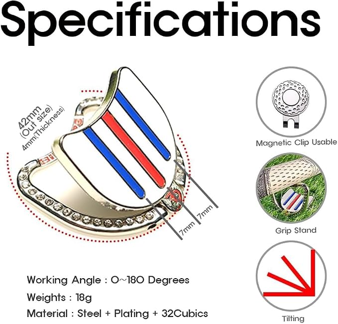 BIRDIE79 Golf Ball Line Marker Tool Kit Set. 360 Degree 3-Line Plus Vertical Line Putting Alignment & Triple Track Standing Ball Marker with Adjustable Tilt Angle, Confidence Liner Accessories.