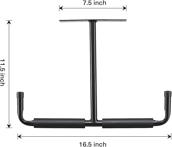 HOME RIGHT Overhead Garage Storage Hooks, Heavy Duty Double Ceiling Rack, 16.5’’ Utility Shed Hangers, Great for Pipe, Lumber, Ladder, Fishing Rod and Ski Board(4Pcs, Black)