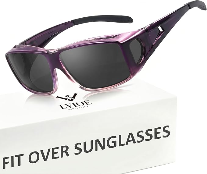 LVIOE Over Glasses Sunglasses Wrap Around Polarized Sunglasses for Men Women Fit Over Prescription Glasses with UV Protection