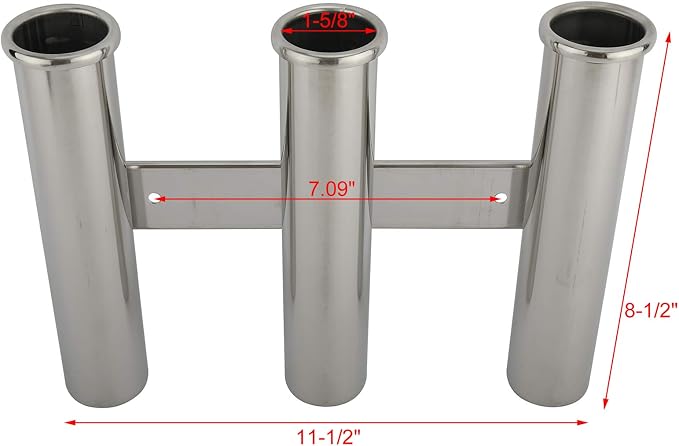 YaeMarine Fishing Rod Holder 316 Stainless Steel Fishing Rod Rack 3Tube/4Tube/5Tube/6Tube Mirror Finish for Marine Boat Yacht Camper
