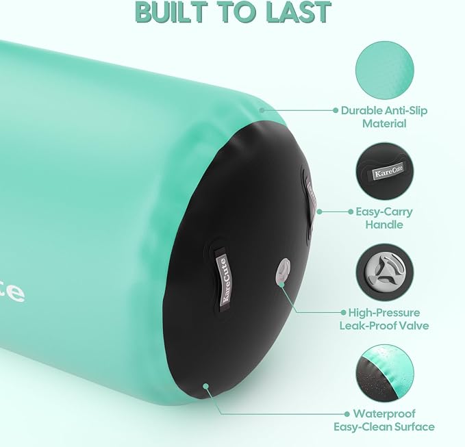 Gymnastics Air Barrel Roller, Inflatable Octagon Tumbling Mat, Tumble Track Equipment for Kids, Cheerleading & Back Handspring Training for Home Gym without Pump
