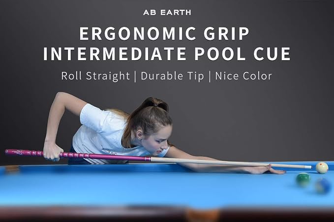 Ergonomic Design 13mm Tip 58" Maple Pool Cue Stick Kit with Hard Case