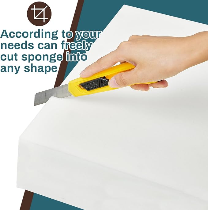 Frienda 2 Pack 6 x 26 x 26 Upholstery High Density Foam Cushion Replacement Square Cut to Size Foam Couch for Chair Couches Padding Shipping Packing DIY Cosplay Projects(White)