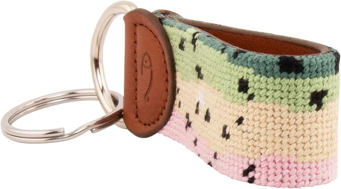 Leather Hand-Stitched Needlepoint Key Fob or Key Chain