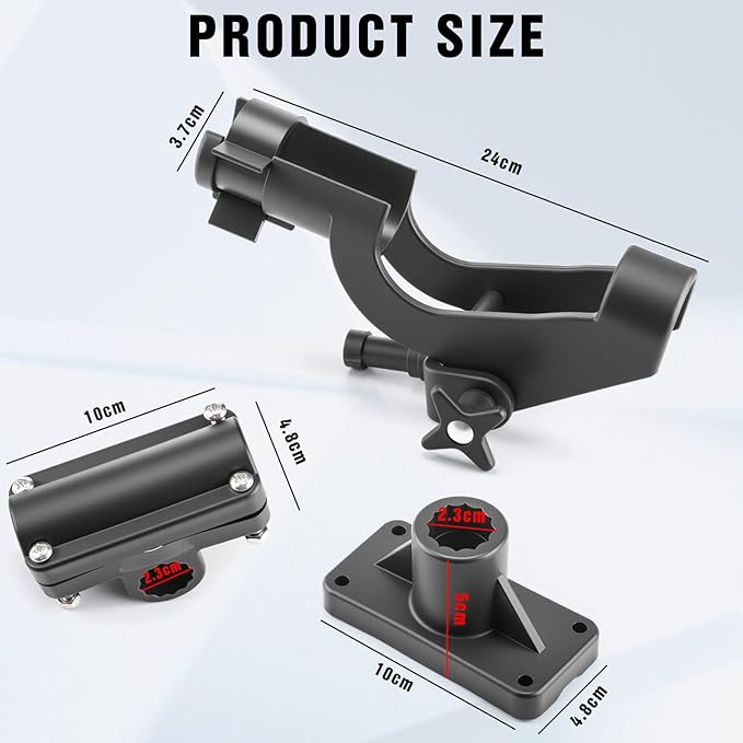 Liliful 4 Pcs Fishing Rod Holder for Boat Adjustable Kayak Swivel Fishing Pole Holders Accessories, Black