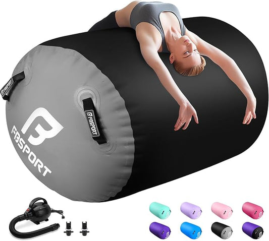 FBSPORT Air Roller Gymnastics Barrel, Inflatable Gymnastics Air Roller Inflatable Air Gymnastics Mat for Yoga Cheerleading Training Home Outdoor Indoor Use