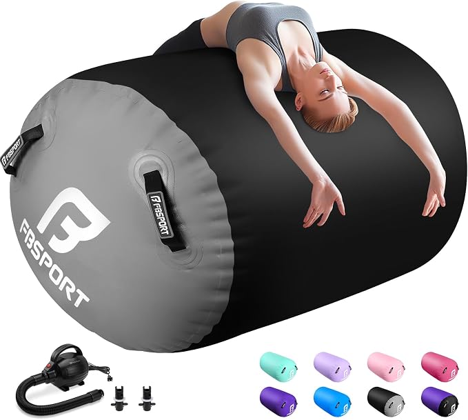 FBSPORT Air Roller Gymnastics Barrel, Inflatable Gymnastics Air Roller Inflatable Air Gymnastics Mat for Yoga Cheerleading Training Home Outdoor Indoor Use