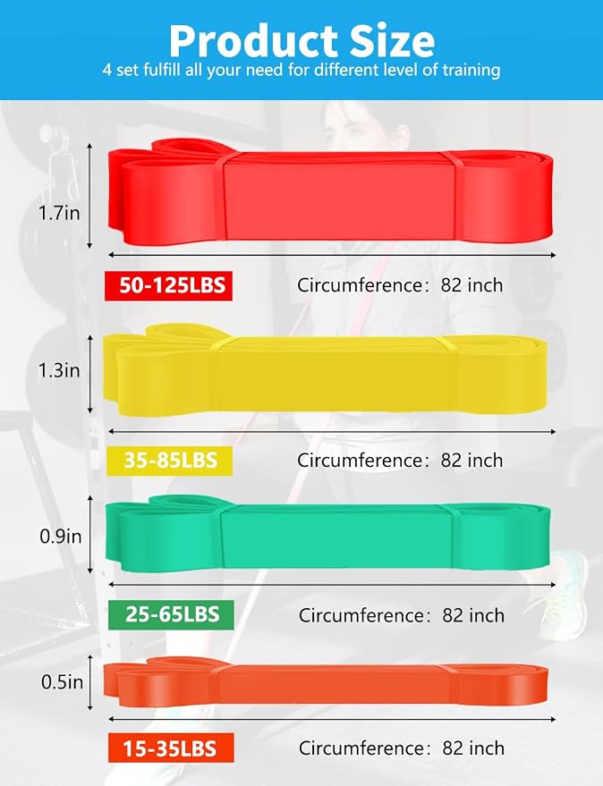 Pull Up Bands, Resistance Bands Set, Exercise Workout Bands for Men & Women, Ideal for Body Stretching, Physical Therapy and Muscle Training