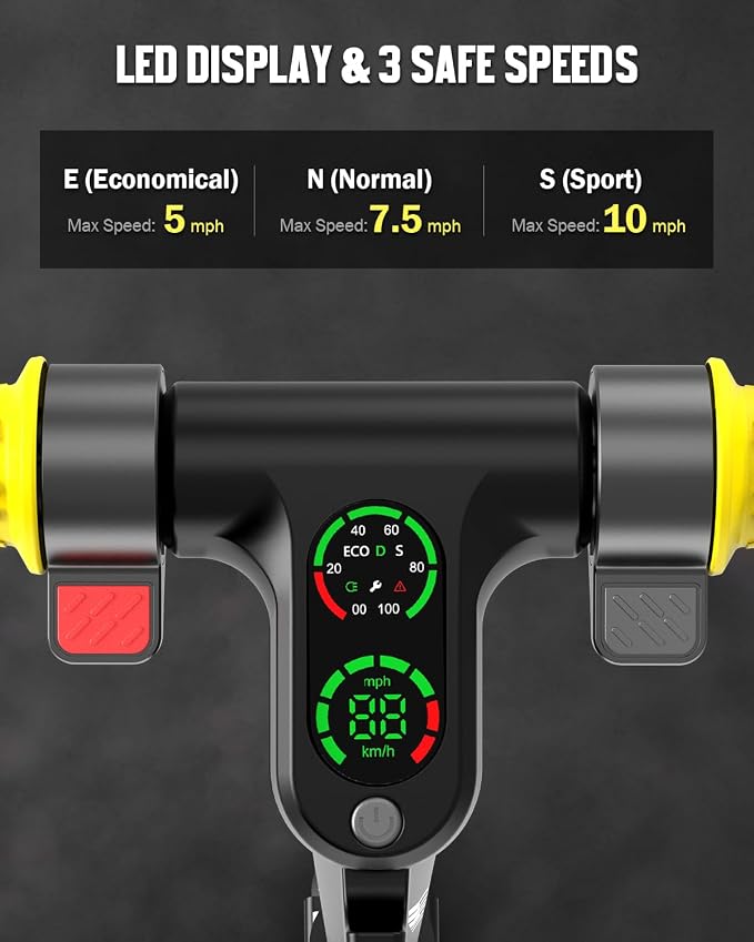 ZDZA ZK01 Electric Scooter for Kids Ages 6–12, Foldable & Lightweight, Adjustable Speed (5/8/10 MPH), LED Display, Kids' Electric Scooter with Headlights & Ambient Lighting