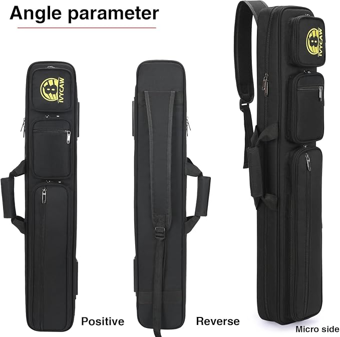 Pool Cue Case 4x4, Pool Cue Carrying Case Soft Padded Billiard Stick Bag with Multi-pocket for 4 Butts and 4 Shafts, Pool Stick Case Cue Bag with Backpack-straps for Pool Cues and Accessories