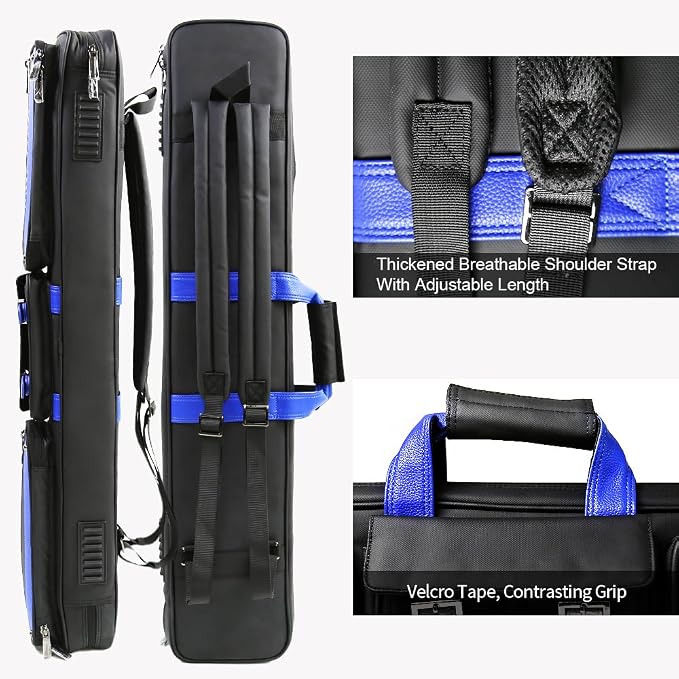 Pool Cue Case – Durable 4x4 & 4x5 Billiard Pool Cue Stick Carrying Case with Large Storage Space, Waterproof Billiards Accessories