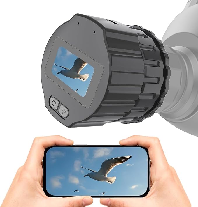 64GB Digital Eyepiece Telescope Camera: 2K Video Recording & WiFi Telescope Microscope Accessory, 25-50mm Eyepiece Adapter, Screen Support, App Control, Perfect for Astrophotography, Birds Watching