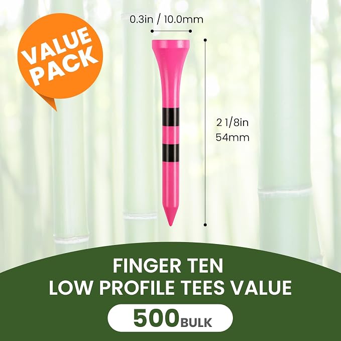 Stylish Golf Tees Wood 2 1/8 Inch Value 500/1000 Pack, USA Flag with Pink White Bright Colors & Striped Design for Consistent Height & High Visibility