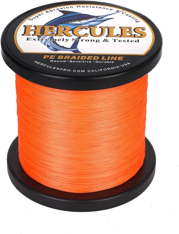 HERCULES Cost-Effective Super Cast 8 Strands Braided Fishing Line 10LB to 300LB Test for Salt-Water,109/328/547/1094 Yards(100M/300M/500M/1000M),Diam.#0.12MM-1.2MM,Hi-Grade Performance,Variety Colors