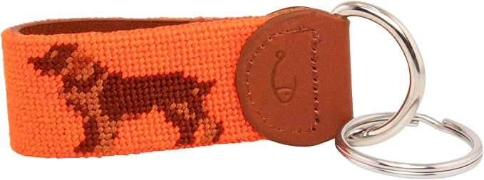 Leather Hand-Stitched Needlepoint Key Fob or Key Chain