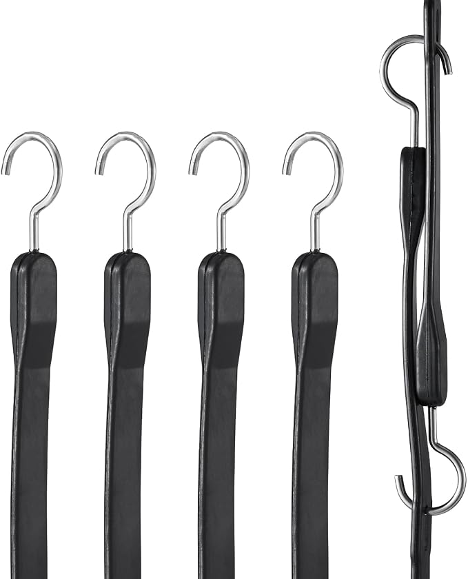 VEVOR 40" Flat Rubber Bungee Cords with 1.6X Max Stretch, 4 Pack Adjustable Long Flat Bungee Cords with Intergrated Hooks for Outdoor, Camping, Tarps, Bike Rack, Tent, Car, Truck