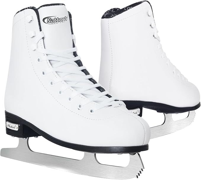 Nattork Womens Figure Ice Skates,Ice Skates with Stainless Steel Blade,Lace Up Figure Skate Ice Hockey Skates for Outdoor,Ice Skate Shoes for Women Size 6 7 8 9 10 11