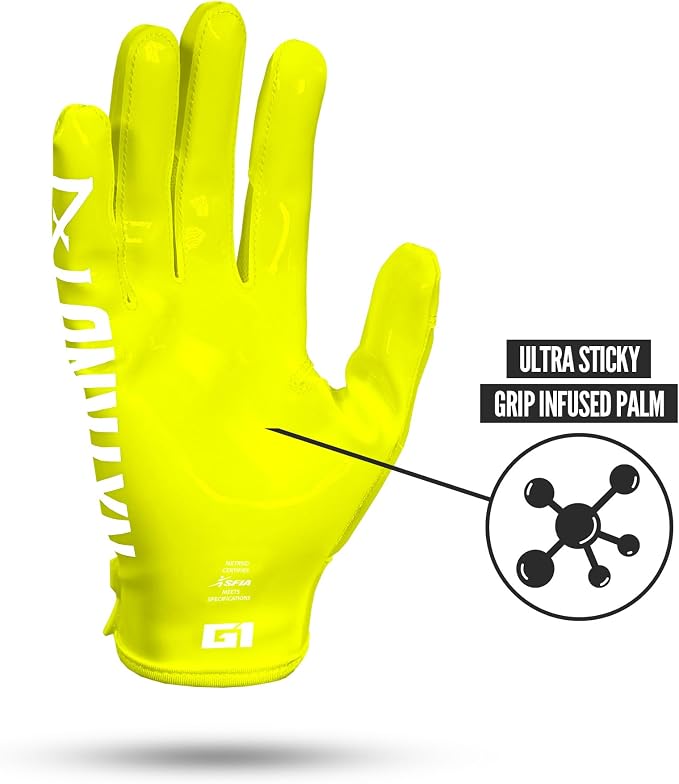 Nxtrnd G1 Pro Men's Football Gloves, Adult Sticky Receiver Gloves
