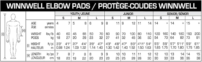 Winnwell Classic Hockey Elbow Pads- Protective Hockey Gear for Youth, Junior, Senior Players - Equipment for Roller, Street & Ice Hockey