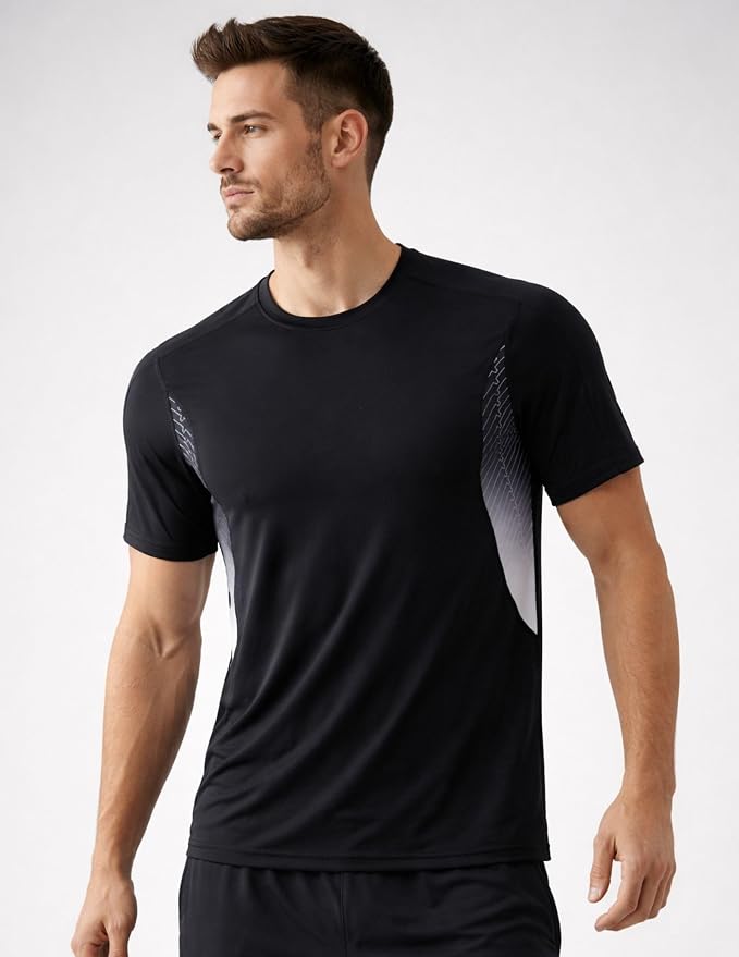 5 Pack Men’s Active Quick Dry Crew Neck T Shirts | Athletic Running Gym Workout Short Sleeve Tee Tops Bulk