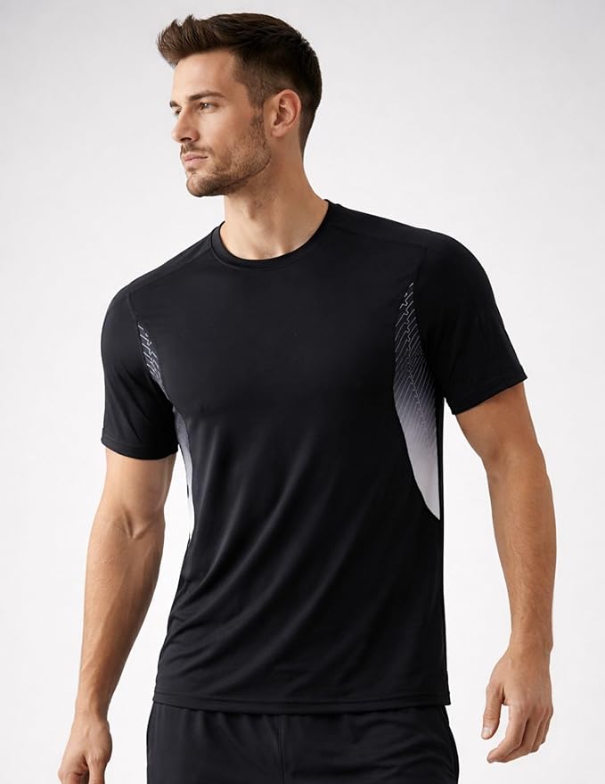 5 Pack Men’s Active Quick Dry Crew Neck T Shirts | Athletic Running Gym Workout Short Sleeve Tee Tops Bulk