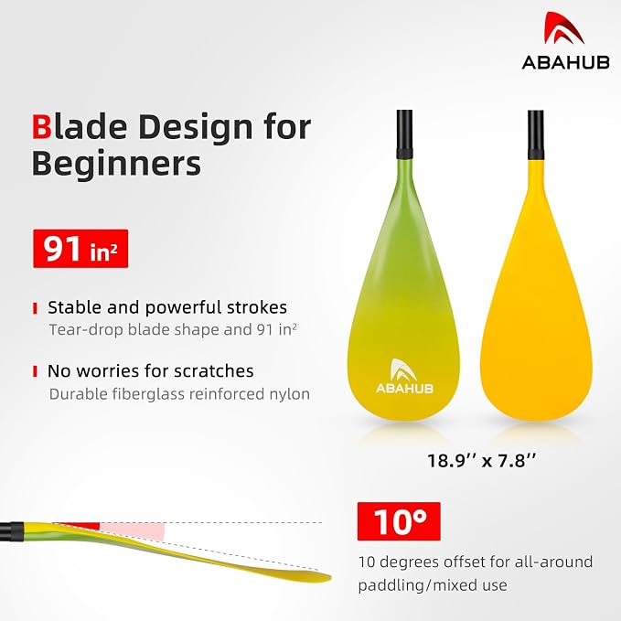 Abahub 3-Piece Stand up Paddles, Lightweight Paddleboard Paddle Oars for Paddleboard, Adjustable Aluminum Alloy Shaft 68" - 84"