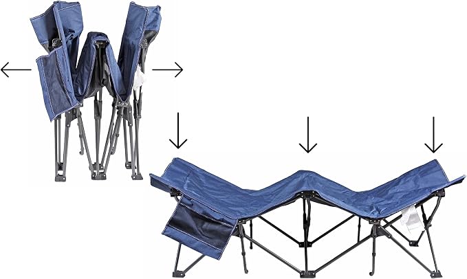 Zenithen Limited Outdoor Indoor Use Portable Foldable Lounge Furniture, Perfect for Camping, Backyard Use, Patio Furniture, Cot w/Padding, Dark Blue (Pack of 1)
