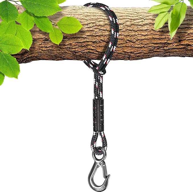 BeneLabel Tree Swing Rope, 39 inch, Hammock Tree Swing Hanging Strap, Heavy Duty Hook, for Indoor Outdoor Swing Hammock Playground Set Accessories, 1 Pcs, Black