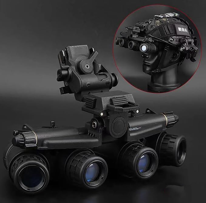 GPNVG 18 Night Vision Goggles Dummy Model with NVG Mount, Tactical Four-Tube Binocular Night Vision for Tactical Helmet NVG Mount, Cosplay Prop, CS Game,No Function (Black)