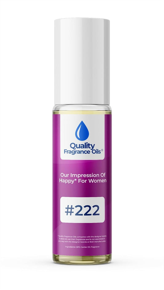 Quality Fragrance Oils' Happy for Women Impression #222 | Long-Lasting Perfume Oil, Alcohol-Free, Strong Scent, 10ml Roll-On | Affordable Alternative to Designer Fragrances