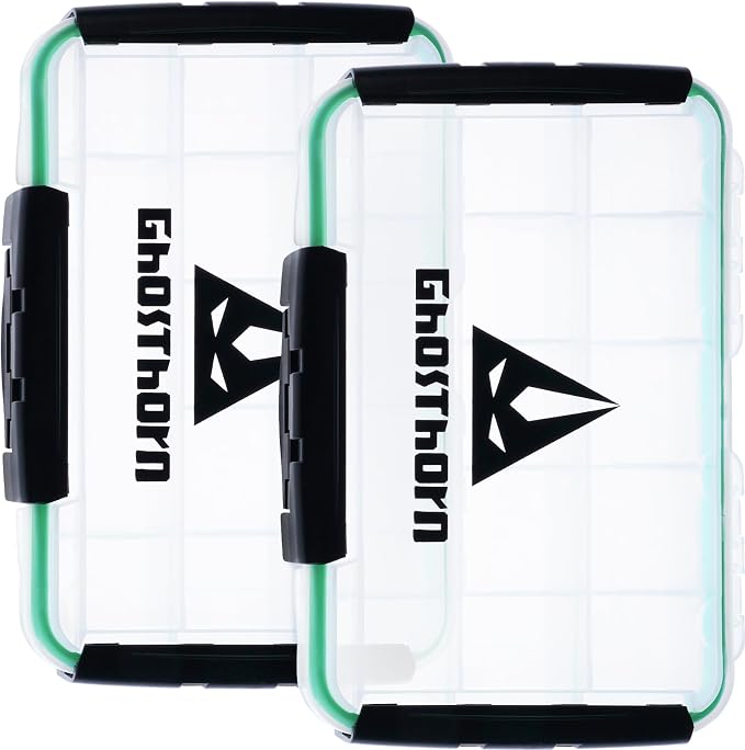 Ghosthorn Waterproof Fishing Tackle Box Organizer 3600 Lure Storage 2 Pack | Clear Tackle Organizer with Removable Dividers for Lures, Hooks and Fishing Gear Portable 3600/3700 Storage Boxes Trays