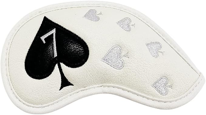 Golf Iron Head Covers 10 Pack #4-9 Pw, Sw, Aw, Xw Iron Covers Headcovers, White Synthetic Leather Golf Club Protector Designed to Fits All Golf Iron Clubs Titleist Callaway Ping Taylormade