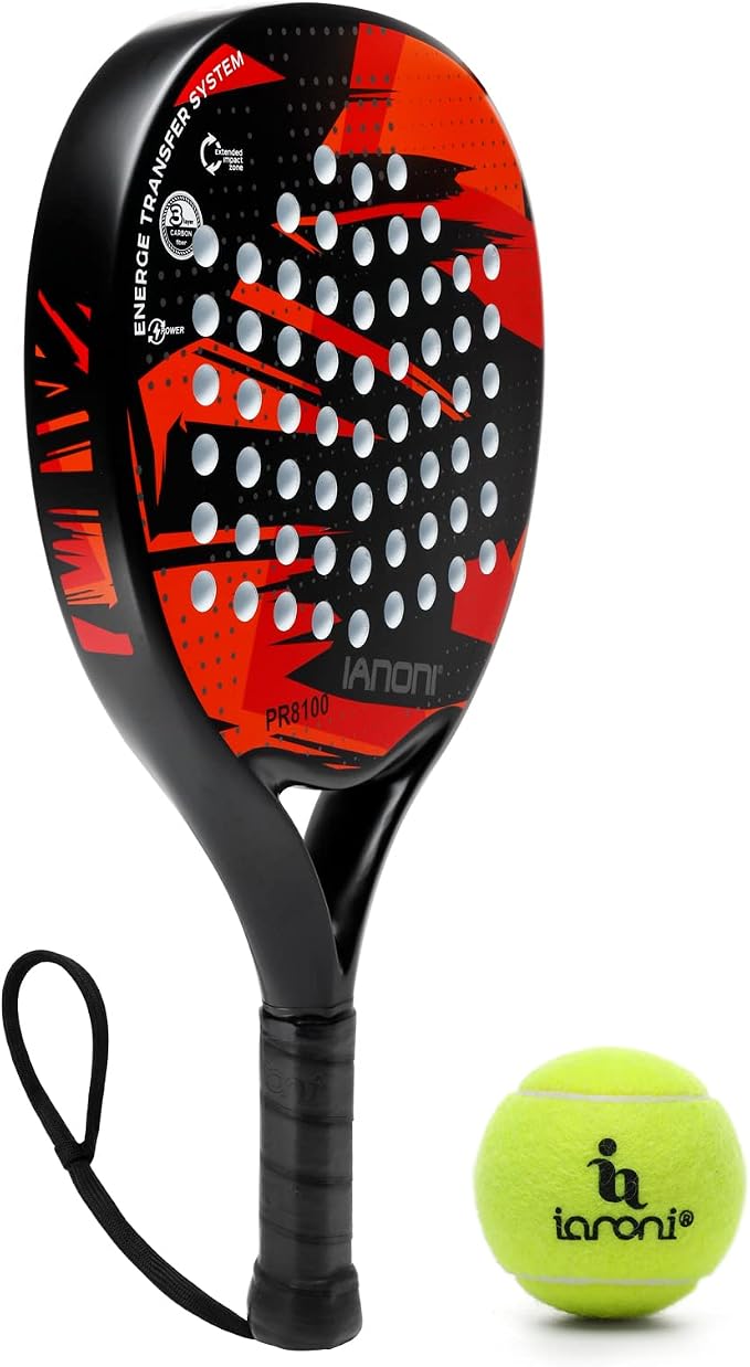 Padel Racket Carbon Fiber Surface with EVA Memory Flex Foam Core Lightweight Padel Racquet