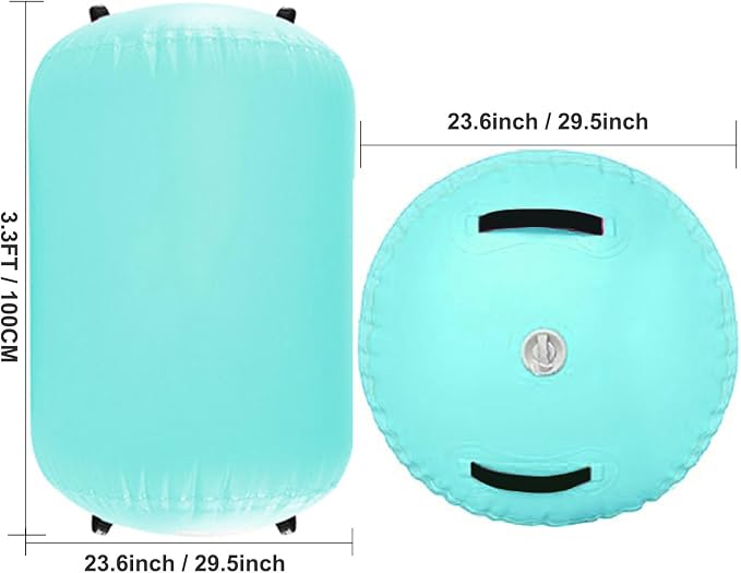 Air Roller Gymnastics Mat 60 75 cm Inflatable Air Barrel 3.3FT Gymnastics Tumbling Mat With Pump for Hand Spring Rear Training/Home Use/Fitness/Yoga