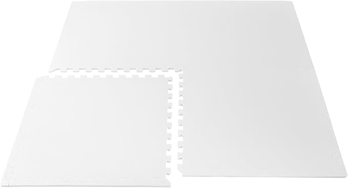 We Sell Mats 1/2" Thick Multipurpose EVA Foam Exercise Floor Mat, Interlocking Tiles, Anti-Fatigue for Home or Gym, 24 in x 24 in, 4 Tiles, White