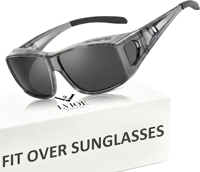 LVIOE Over Glasses Sunglasses Wrap Around Polarized Sunglasses for Men Women Fit Over Prescription Glasses with UV Protection
